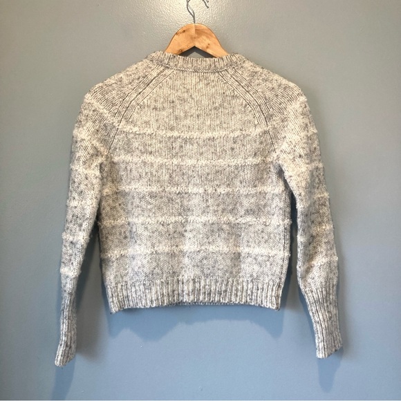 J. Crew Merino Blend Striped Sweater Grey & White Preppy Mohair Wool Pullover XS - Picture 7 of 7
